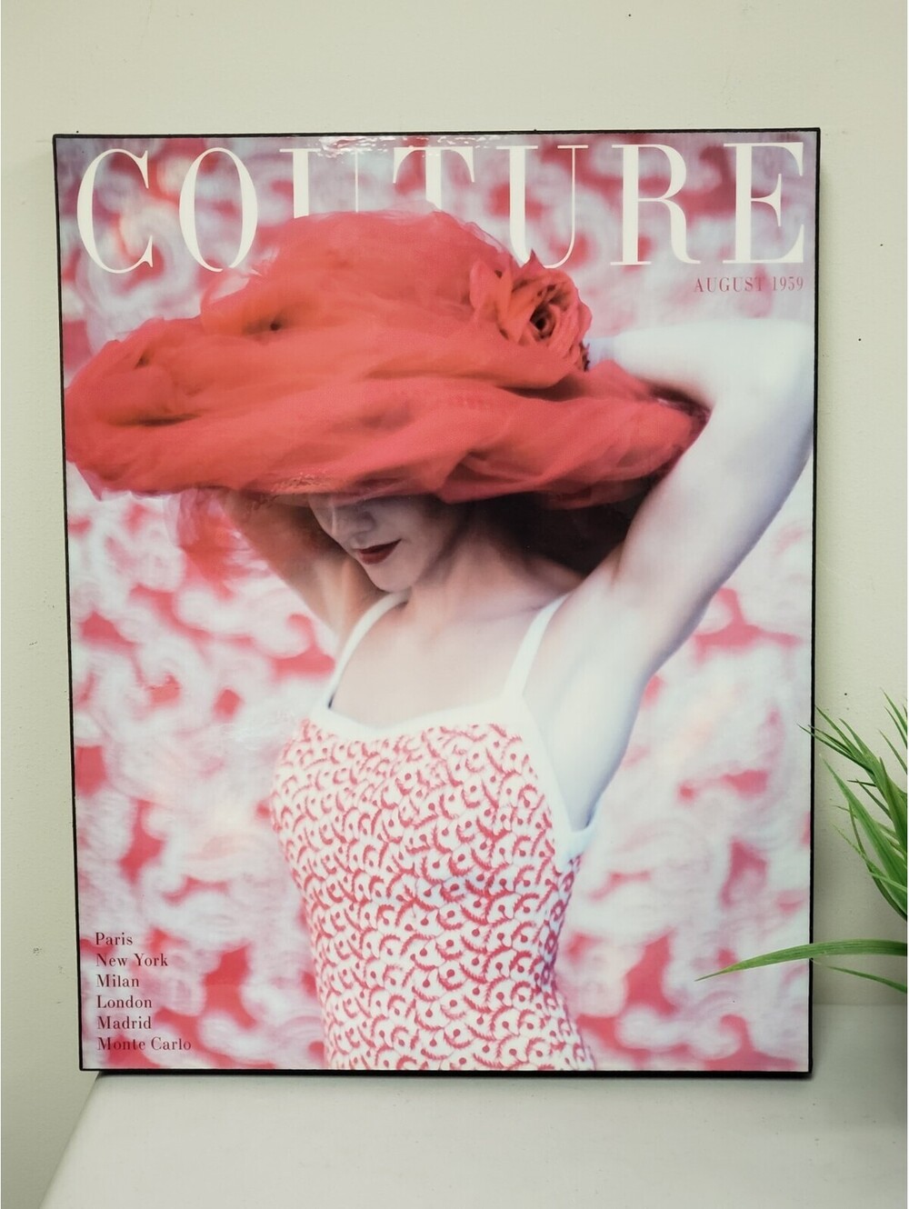 Couture August 1959 Fashion Wall Art Canvas 19.5x15.5" VG
